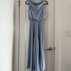 Vintage 1960s pastel sky blue mod pleated wide leg jumpsuit - XS